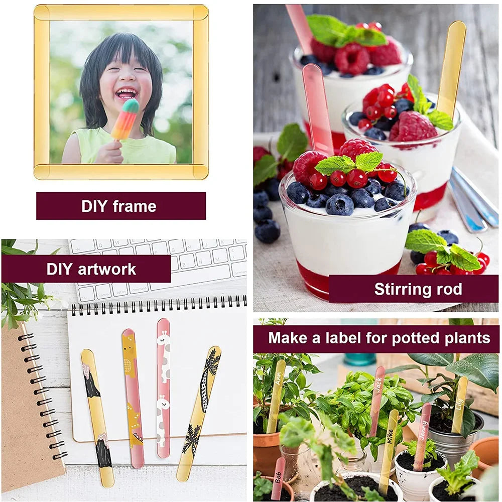 Reusable Acrylic Popsicle Sticks